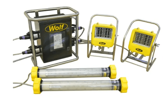 ATEX and IECEx certified, the Wolf Safety LinkEx tank lighting kits are low in voltage and provide an excellent temporary lighting solution. ATEX and IECEx certified, the Wolf Safety LinkEx tank lighting kits are low in voltage and provide an excellent temporary lighting solution.