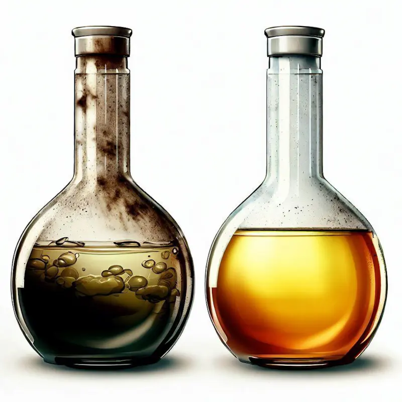 Image: Engine oil darkens quickly without a bypass filter, leading to increased engine wear and frequent oil changes. Image: Engine oil darkens quickly without a bypass filter, leading to increased engine wear and frequent oil changes.