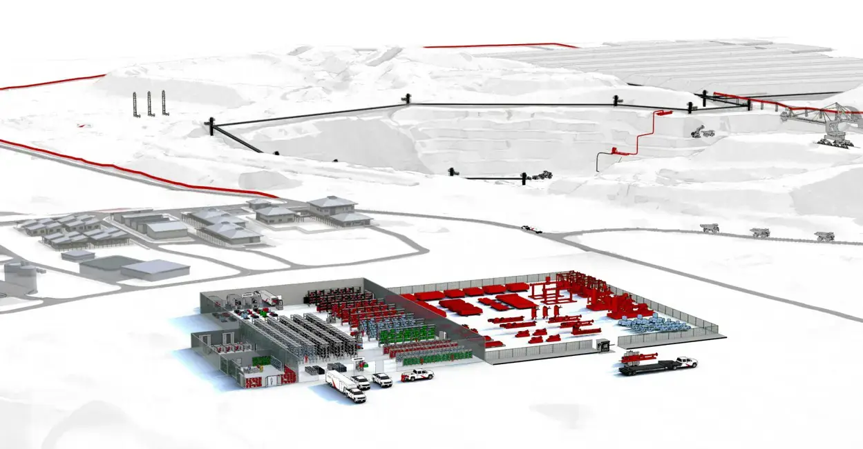 A DNOW branch location is shown with various mining operations to show the company's holistic approach to supply chain solutions for mining markets